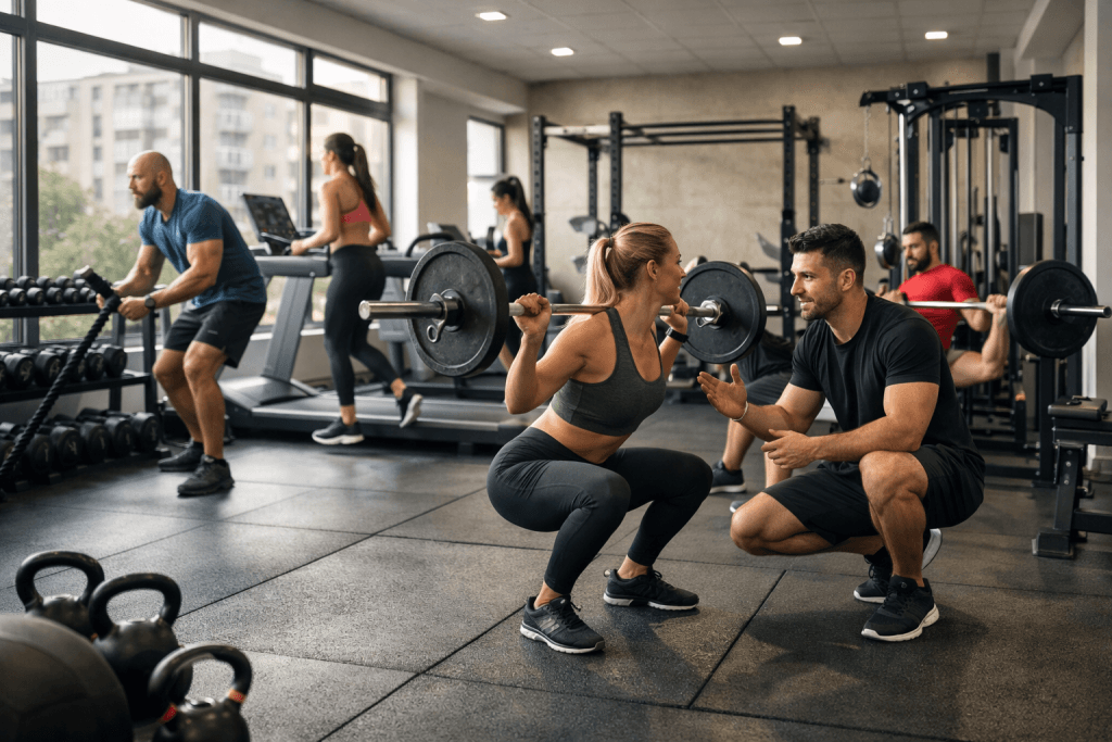 antrenamente fitness în Berceni cu antrenor într-o sală modernă